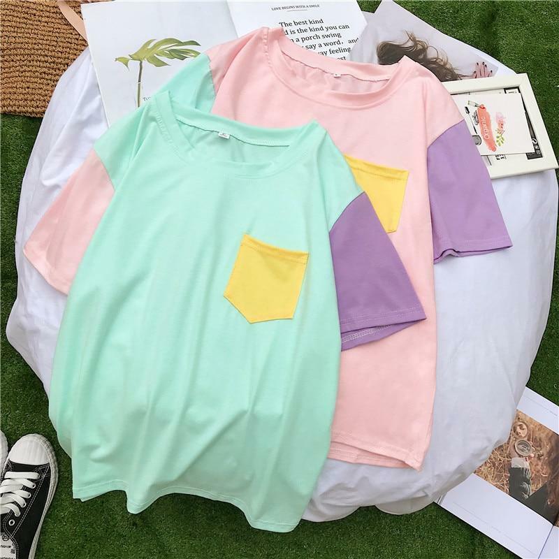 Pastel Patches Shirt - Y2K Summer Grunge, 90s Retro, Gothic Y2K, Baby Tees, Y2K