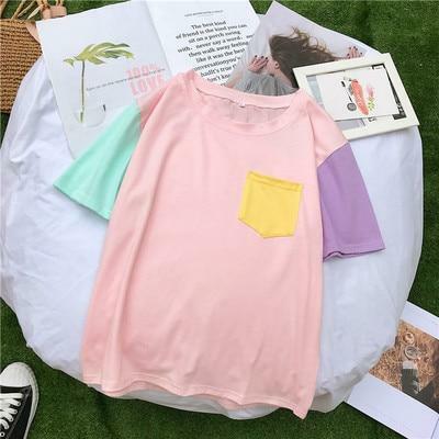 Pastel Patches Shirt - Y2K Summer Grunge, 90s Retro, Gothic Y2K, Baby Tees, Y2K