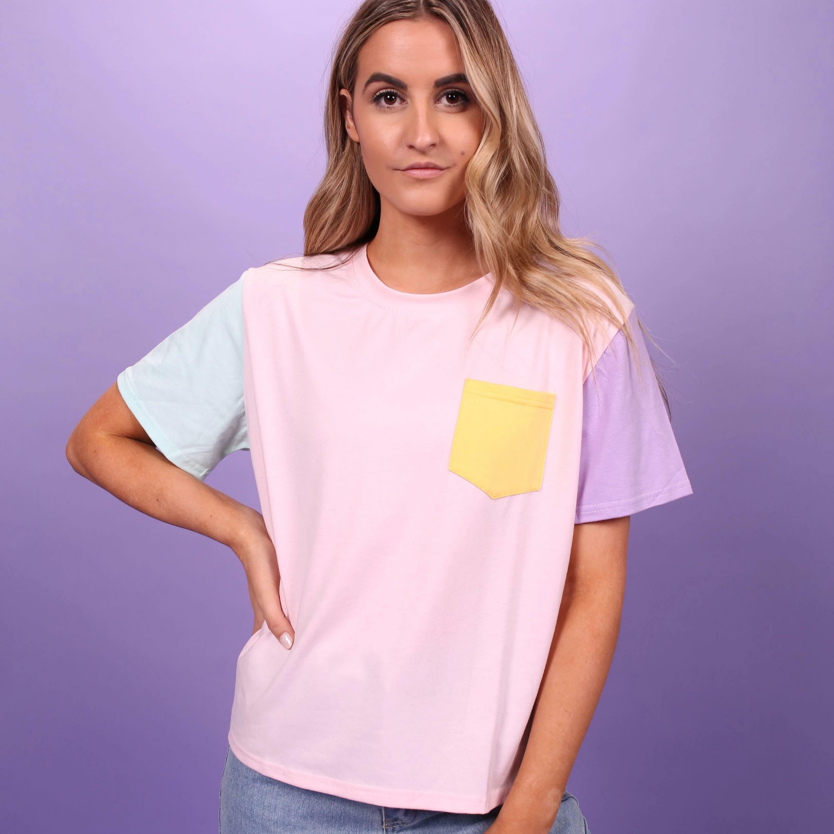 Pastel Patches Shirt - Y2K Summer Grunge, 90s Retro, Gothic Y2K, Baby Tees, Y2K
