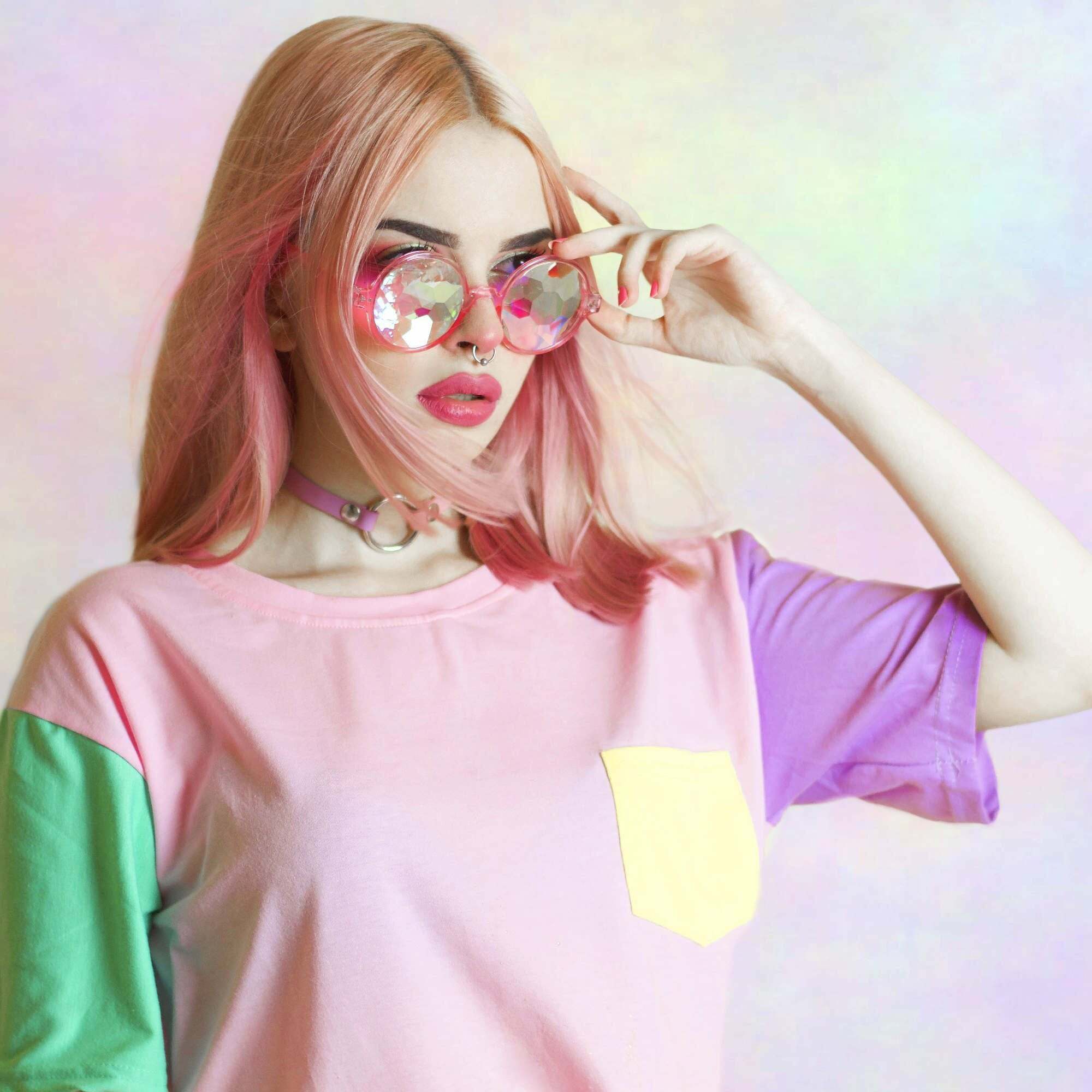 Pastel Patches Shirt - Y2K Summer Grunge, 90s Retro, Gothic Y2K, Baby Tees, Y2K