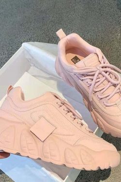 Pastel Pink Chunky Sneakers - Y2K Summer, 90s Grunge, Retro Hip Hop, Y2K Party Outfits