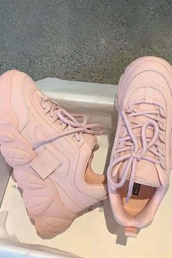 Pastel Pink Chunky Sneakers - Y2K Summer, 90s Grunge, Retro Hip Hop, Y2K Party Outfits