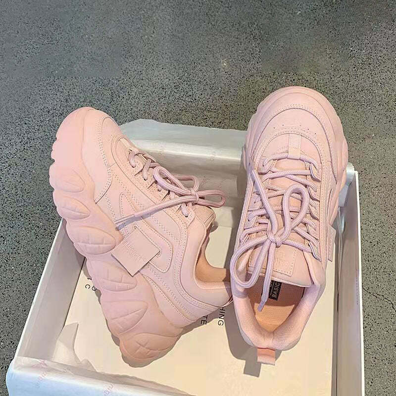 Pastel Pink Chunky Sneakers - Y2K Summer, 90s Grunge, Retro Hip Hop, Y2K Party Outfits