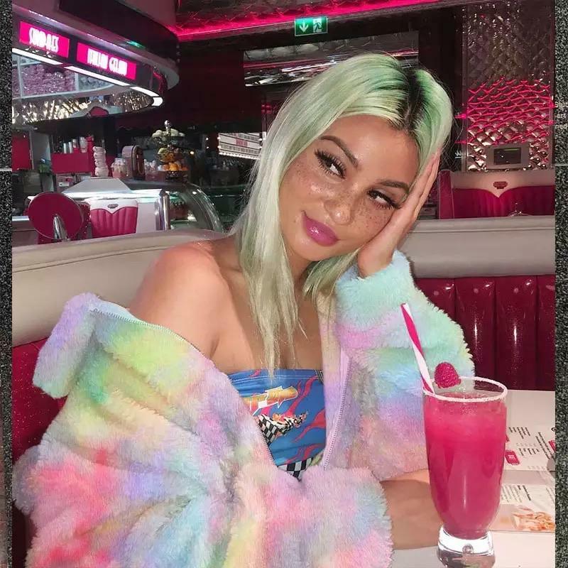 Pastel Rainbow Teddy Jacket - Y2K Summer Grunge, 90s Retro, Pastel Goth, Y2K Party Outfit