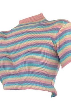 Pastel Sweetz Ribbed Top - Y2K Summer Grunge, 90s Fashion, Retro Goth, Baby Tees, Y2K