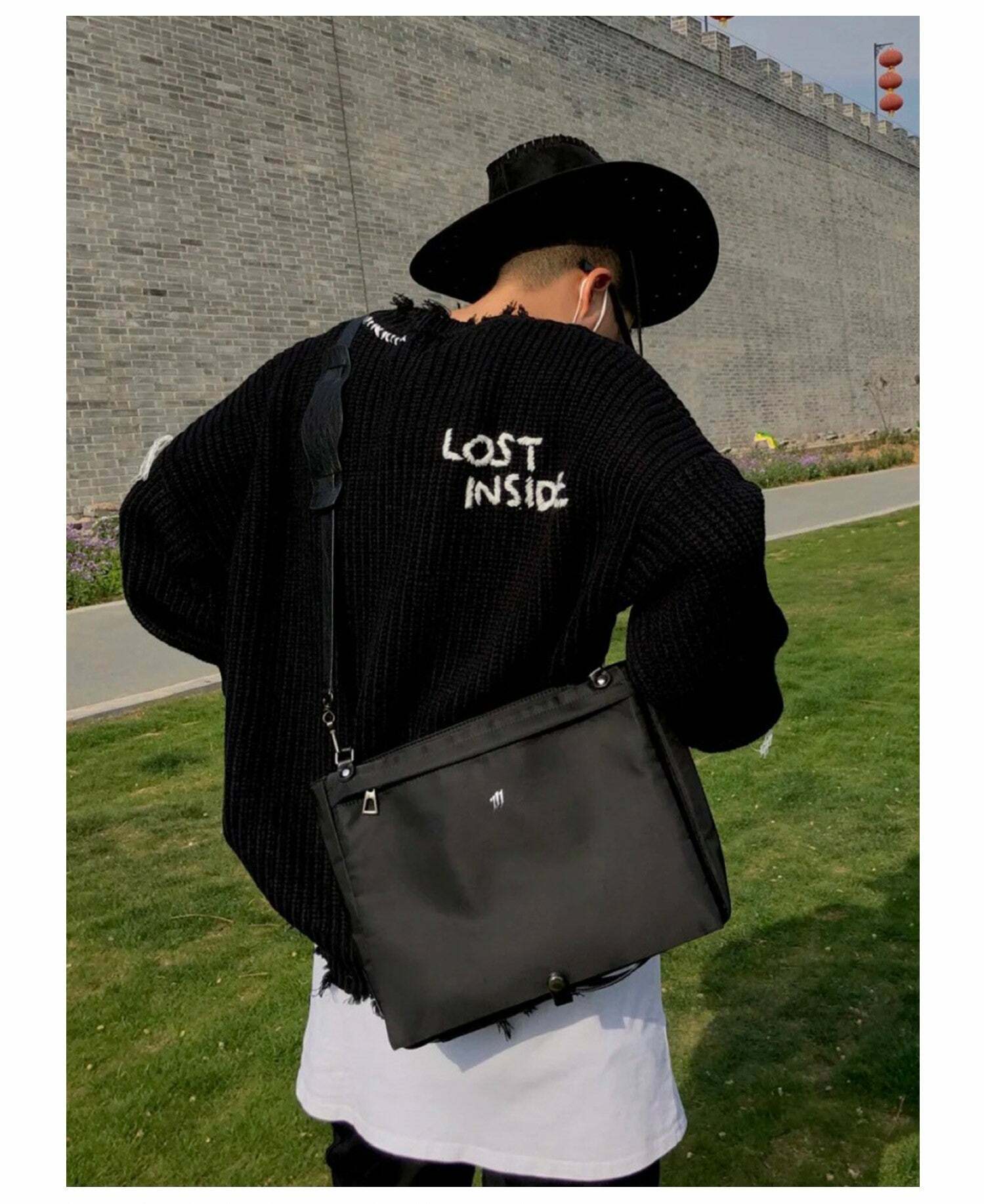 PCLP 'Lost Inside' Distressed Knit Sweater - Y2K Grunge, 90s Fashion, Retro Summer Outfit