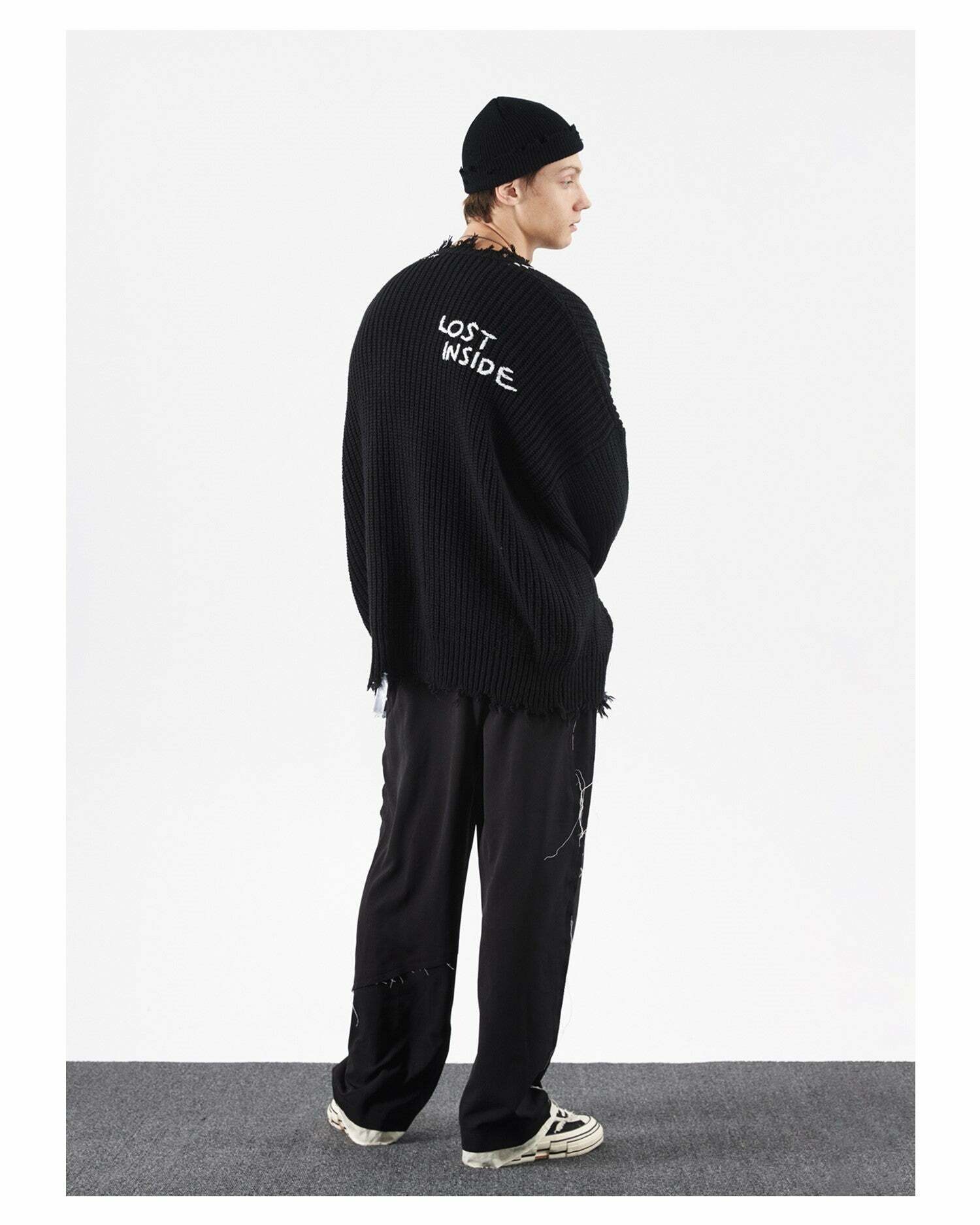 PCLP 'Lost Inside' Distressed Knit Sweater - Y2K Grunge, 90s Fashion, Retro Summer Outfit