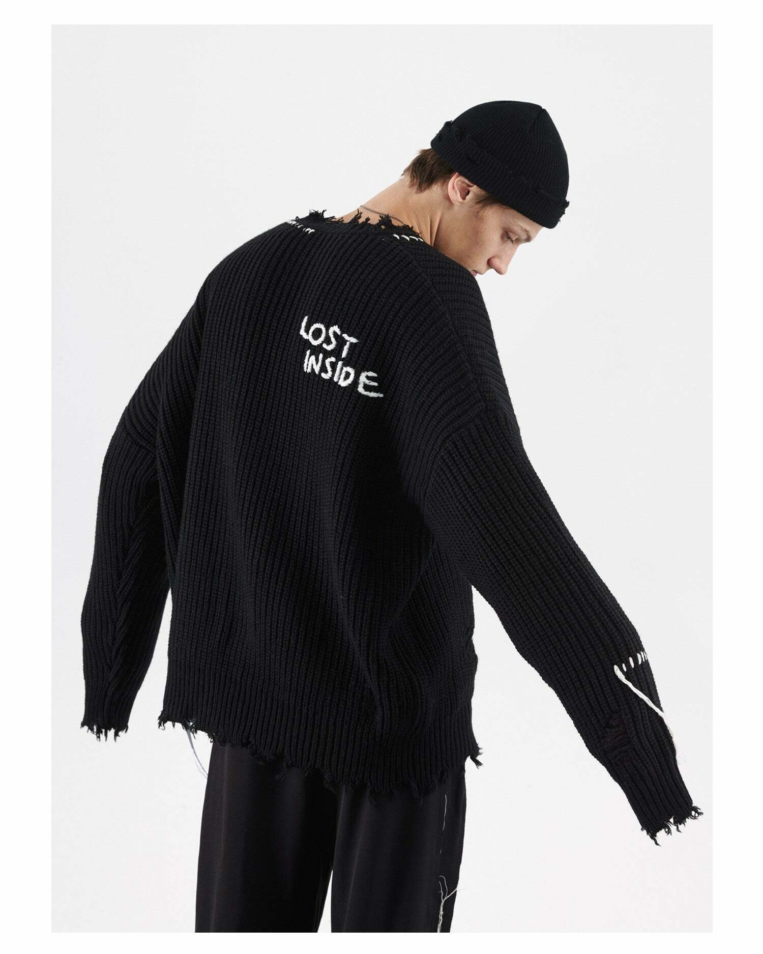 PCLP 'Lost Inside' Distressed Knit Sweater - Y2K Grunge, 90s Fashion, Retro Summer Outfit