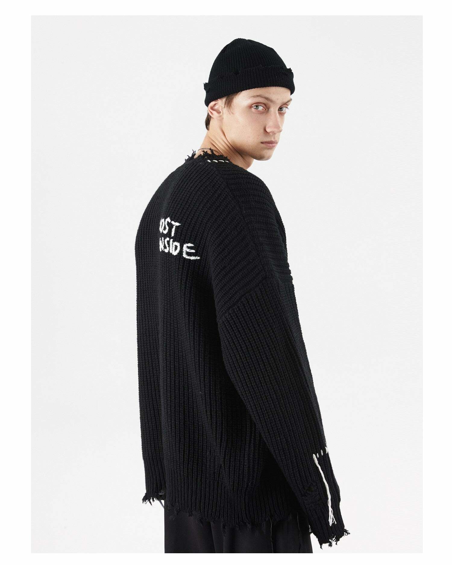 PCLP 'Lost Inside' Distressed Knit Sweater - Y2K Grunge, 90s Fashion, Retro Summer Outfit