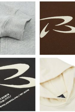 PCLP Frisbee Embroidered Hoodie - Y2K Summer Grunge, 90s Retro, Pastel Goth, Y2K Club