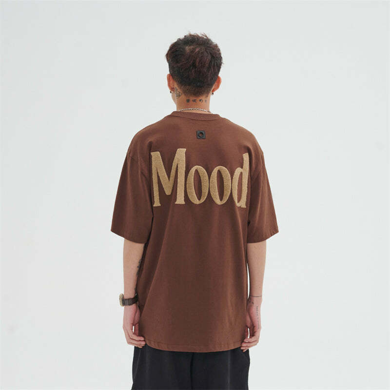 PCLP Mood Embroidered Tee - Y2K Summer, 90s Fashion, Grunge, Retro, Pastel Goth, Baby Te