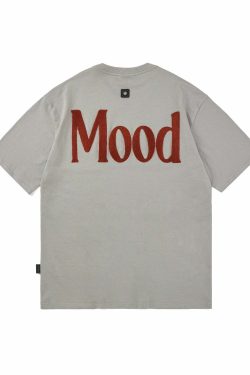 PCLP Mood Embroidered Tee - Y2K Summer Grunge, 90s Retro, Baby Tees, Y2K Club &