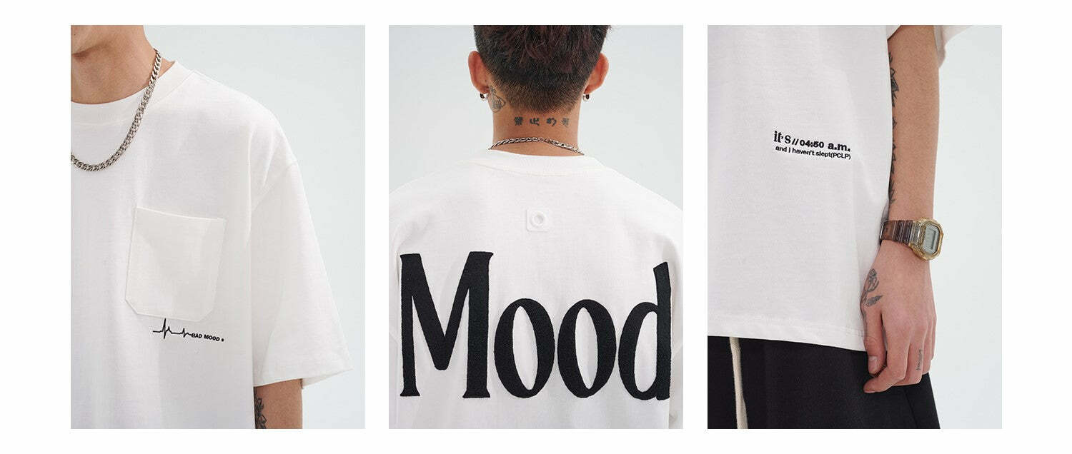 PCLP Mood Embroidered Tee - Y2K Summer Grunge, 90s Retro, Baby Tees, Y2K Club &