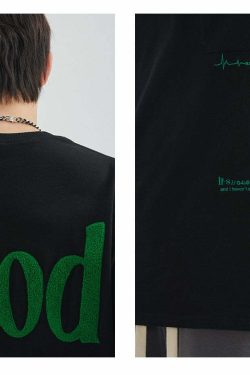 PCLP Mood Embroidered Tee - Y2K Summer Grunge, 90s Retro, Baby Tees, Y2K Club &