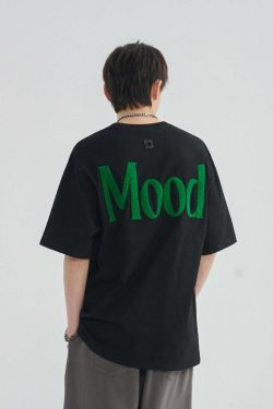 PCLP Mood Embroidered Tee - Y2K Summer Grunge, 90s Retro, Baby Tees, Y2K Club &
