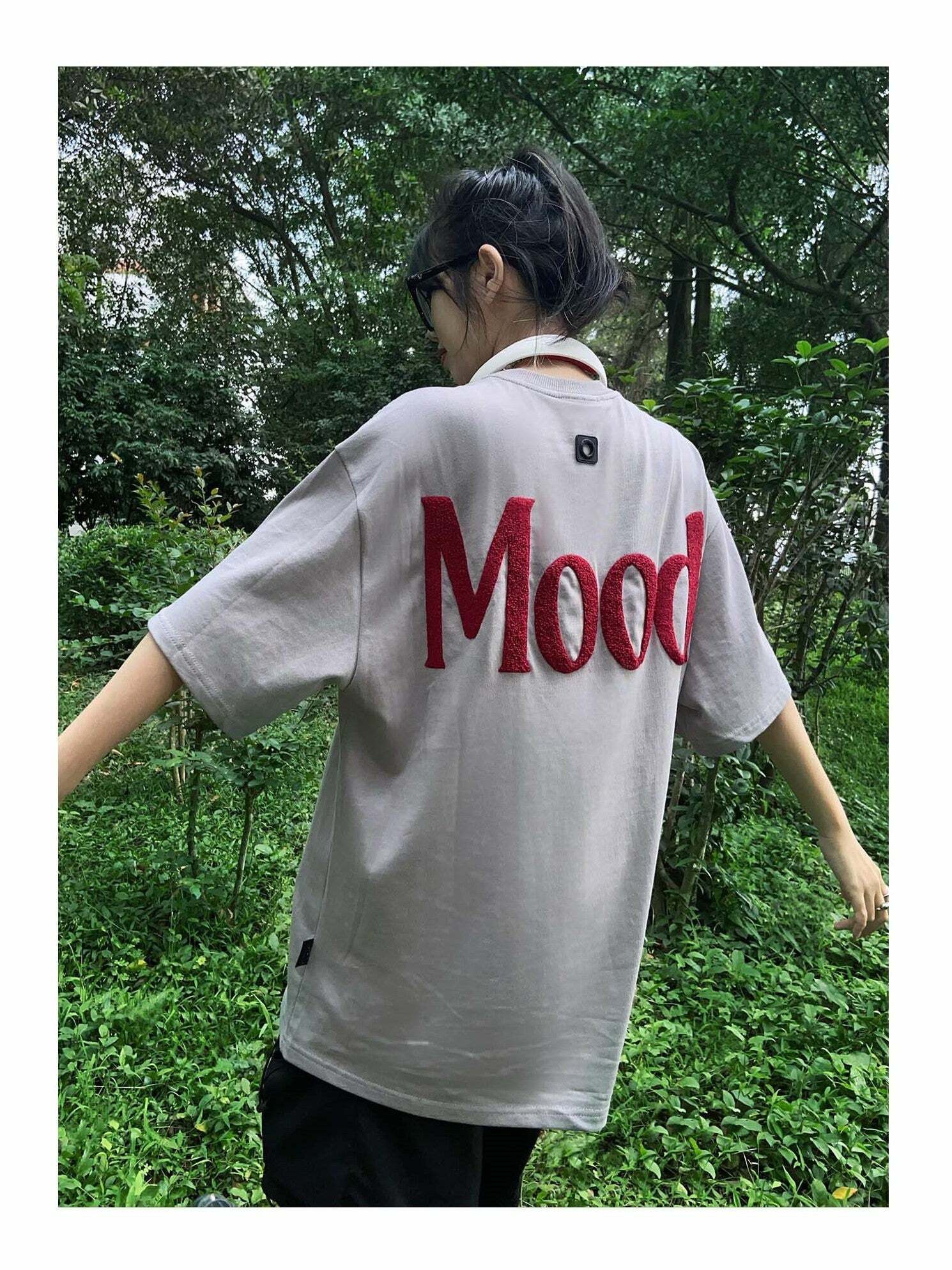 PCLP Mood Embroidered Tee - Y2K Summer Grunge, 90s Retro, Baby Tees, Y2K Club &