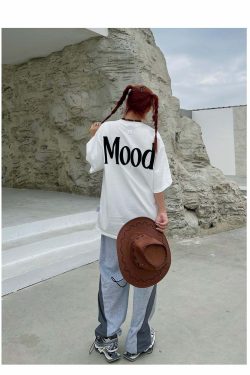 PCLP Mood Embroidered Tee - Y2K Summer Grunge, 90s Retro, Baby Tees, Y2K Club &