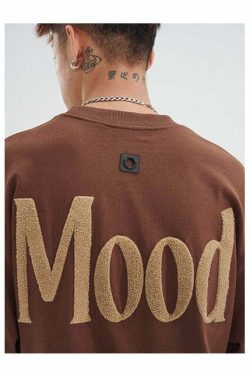 PCLP Mood Embroidered Tee - Y2K Summer Grunge, 90s Retro, Baby Tees, Y2K Club &