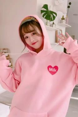 Peachy Milk Hoodie - Y2K Summer, 90s Grunge, Retro Style, Pastel Goth, Y2K Popstar Outfit