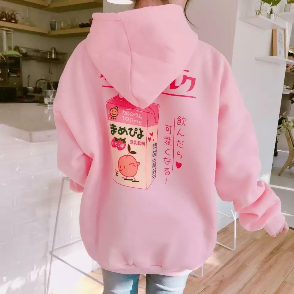 Peachy Milk Hoodie - Y2K Summer, 90s Grunge, Retro Style, Pastel Goth, Y2K Popstar Outfit