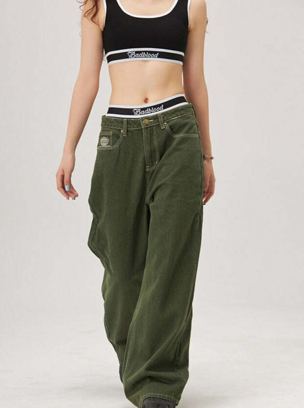 Perla Low-Rise Baggy Jeans - Y2K Grunge, 90s Fashion, Retro Style, Summer Y2K Outfits