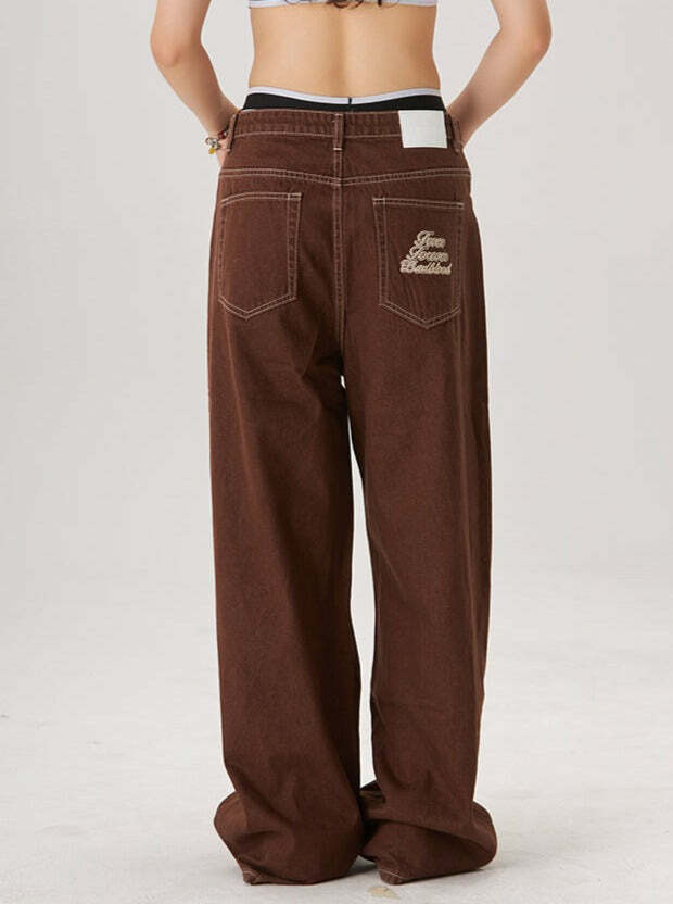 Perla Low-Rise Baggy Jeans - Y2K Grunge, 90s Fashion, Retro Style, Summer Y2K Outfits