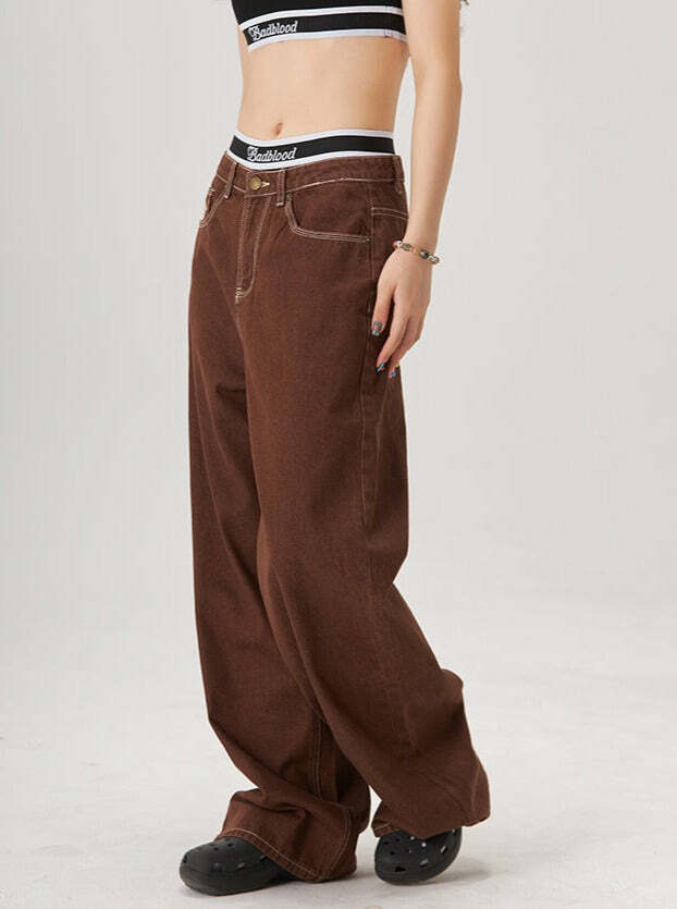 Perla Low-Rise Baggy Jeans - Y2K Grunge, 90s Fashion, Retro Style, Summer Y2K Outfits
