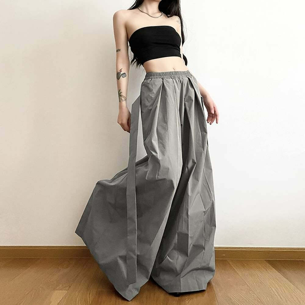 Phantom Veil Gothic Baggy Bottoms - Y2K Grunge, 90s Fashion, Retro Style, Y2K Summer Outfits