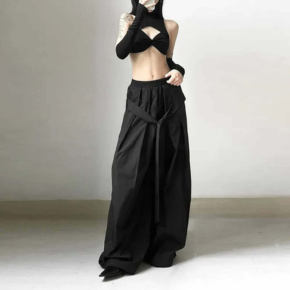 Phantom Veil Gothic Baggy Bottoms - Y2K Grunge, 90s Fashion, Retro Style, Y2K Summer Outfits