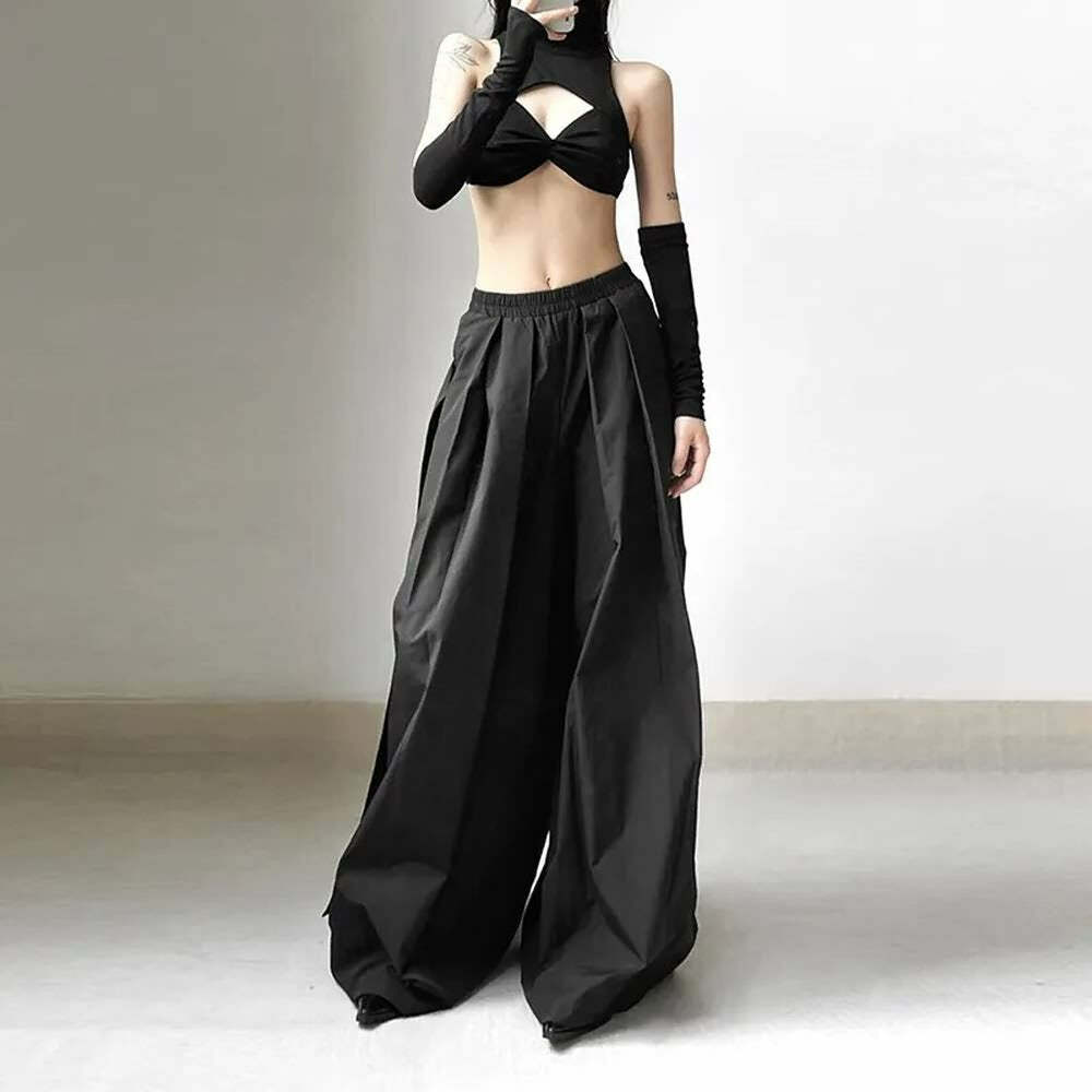 Phantom Veil Gothic Baggy Bottoms - Y2K Grunge, 90s Fashion, Retro Style, Y2K Summer Outfits