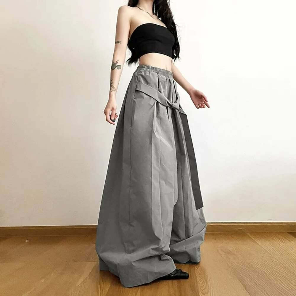 Phantom Veil Gothic Baggy Bottoms - Y2K Grunge, 90s Fashion, Retro Style, Y2K Summer Outfits