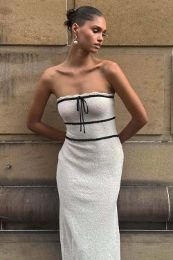 Phyllis Knitted Maxi Dress - Y2K Summer Grunge Outfit, 90s Fashion, Retro Style, Pastel Goth
