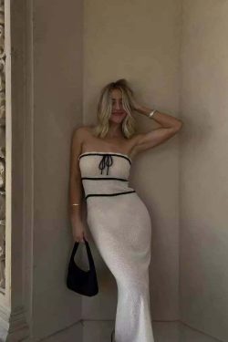 Phyllis Knitted Maxi Dress - Y2K Summer Grunge Outfit, 90s Fashion, Retro Style, Pastel Goth
