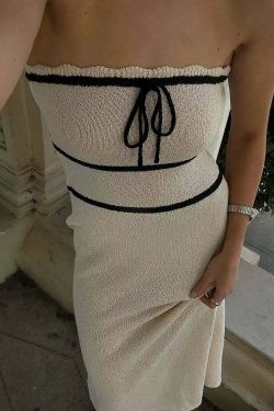 Phyllis Knitted Maxi Dress - Y2K Summer Grunge Outfit, 90s Fashion, Retro Style, Pastel Goth