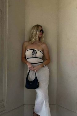 Phyllis Knitted Maxi Dress - Y2K Summer Grunge Outfit, 90s Fashion, Retro Style, Pastel Goth