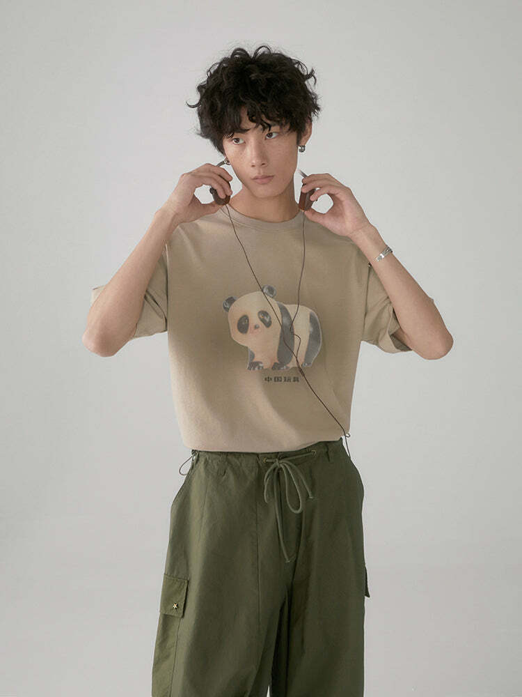 PHYS BOY 'Hello Panda' Tee - Y2K Summer Grunge, 90s Retro, Baby Tees, Y2K Club