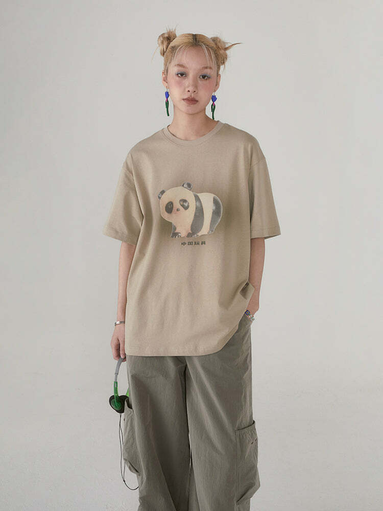 PHYS BOY 'Hello Panda' Tee - Y2K Summer Grunge, 90s Retro, Baby Tees, Y2K Club