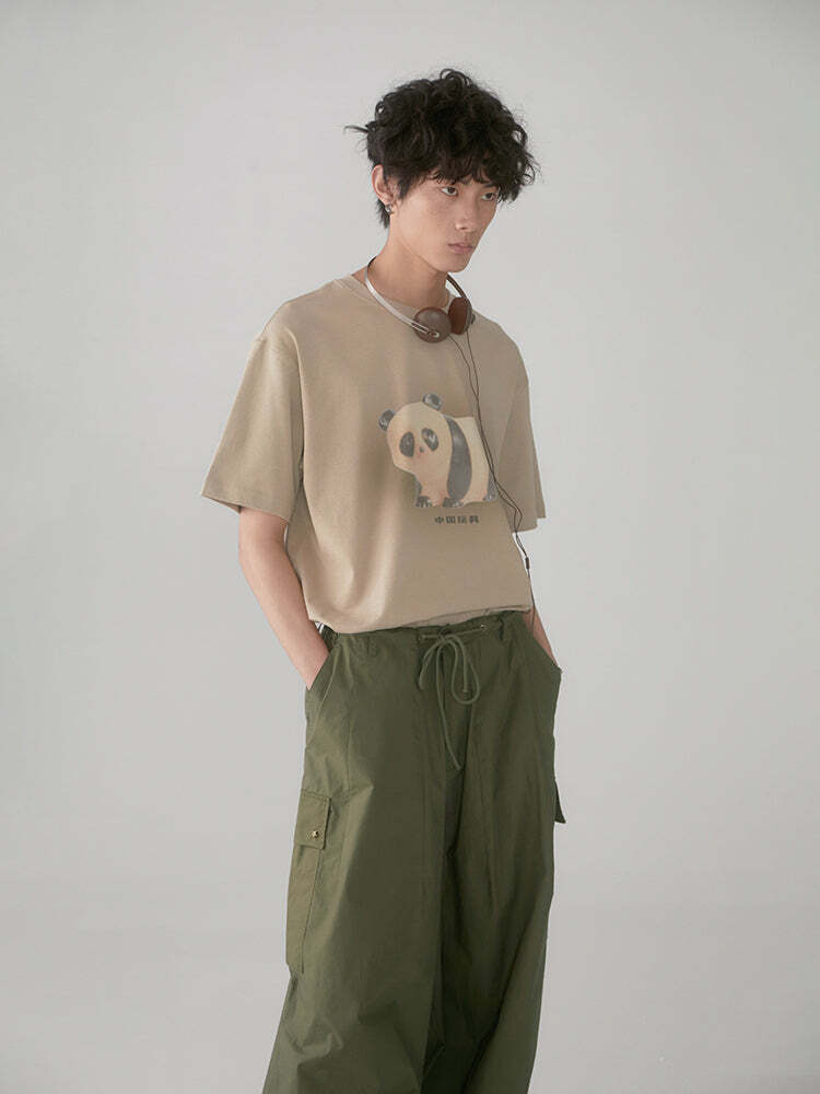 PHYS BOY 'Hello Panda' Tee - Y2K Summer Grunge, 90s Retro, Baby Tees, Y2K Club