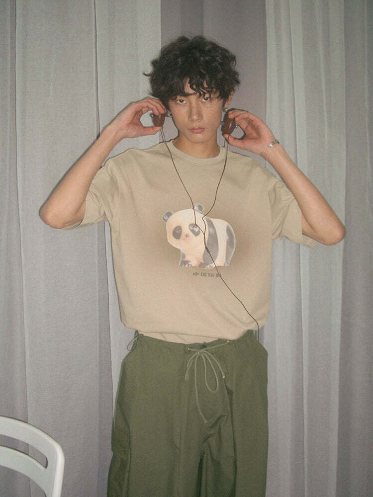 PHYS BOY 'Hello Panda' Tee - Y2K Summer Grunge, 90s Retro, Pastel Goth, Y2K Club
