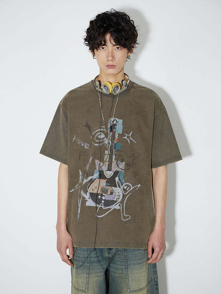 PHYSICALBOY 'Rock N Roll' Tee - Y2K Summer Grunge, 90s Retro, Gothic Y2K, Baby Te