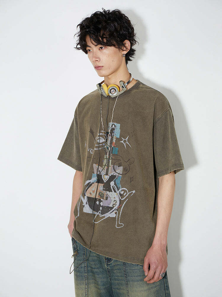 PHYSICALBOY 'Rock N Roll' Tee - Y2K Summer Grunge, 90s Retro, Gothic Y2K, Baby Te