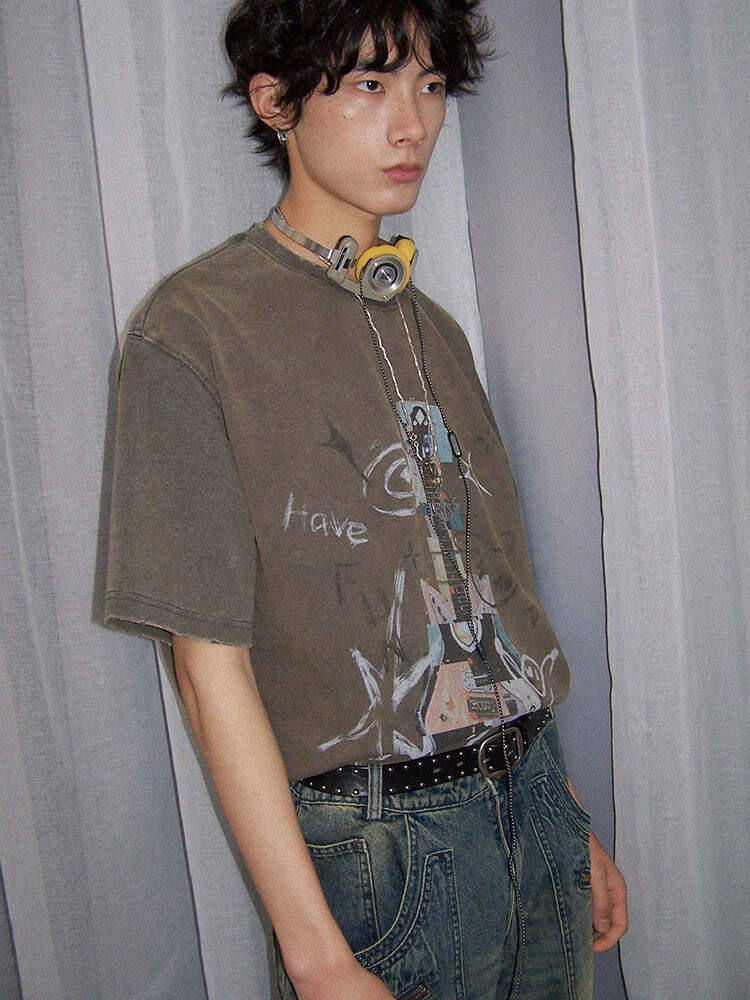 PHYSICALBOY 'Rock N Roll' Tee - Y2K Summer Grunge, 90s Retro, Gothic Y2K, Baby Te
