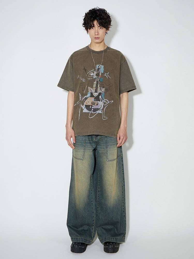 PHYSICALBOY 'Rock N Roll' Tee - Y2K Summer Grunge, 90s Retro, Gothic Y2K, Baby Te
