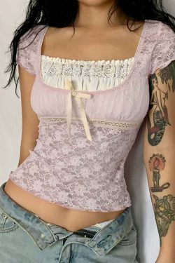 Pink Coquette Lace Top - Y2K Summer, 90s Grunge, Retro Style, Y2K Party & Club Outfits