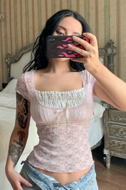 Pink Coquette Lace Top - Y2K Summer, 90s Grunge, Retro Style, Y2K Party & Club Outfits