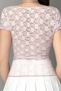 Pink Coquette Lace Top - Y2K Summer, 90s Grunge, Retro Style, Y2K Party & Club Outfits