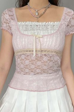 Pink Coquette Lace Top - Y2K Summer, 90s Grunge, Retro Style, Y2K Party & Club Outfits