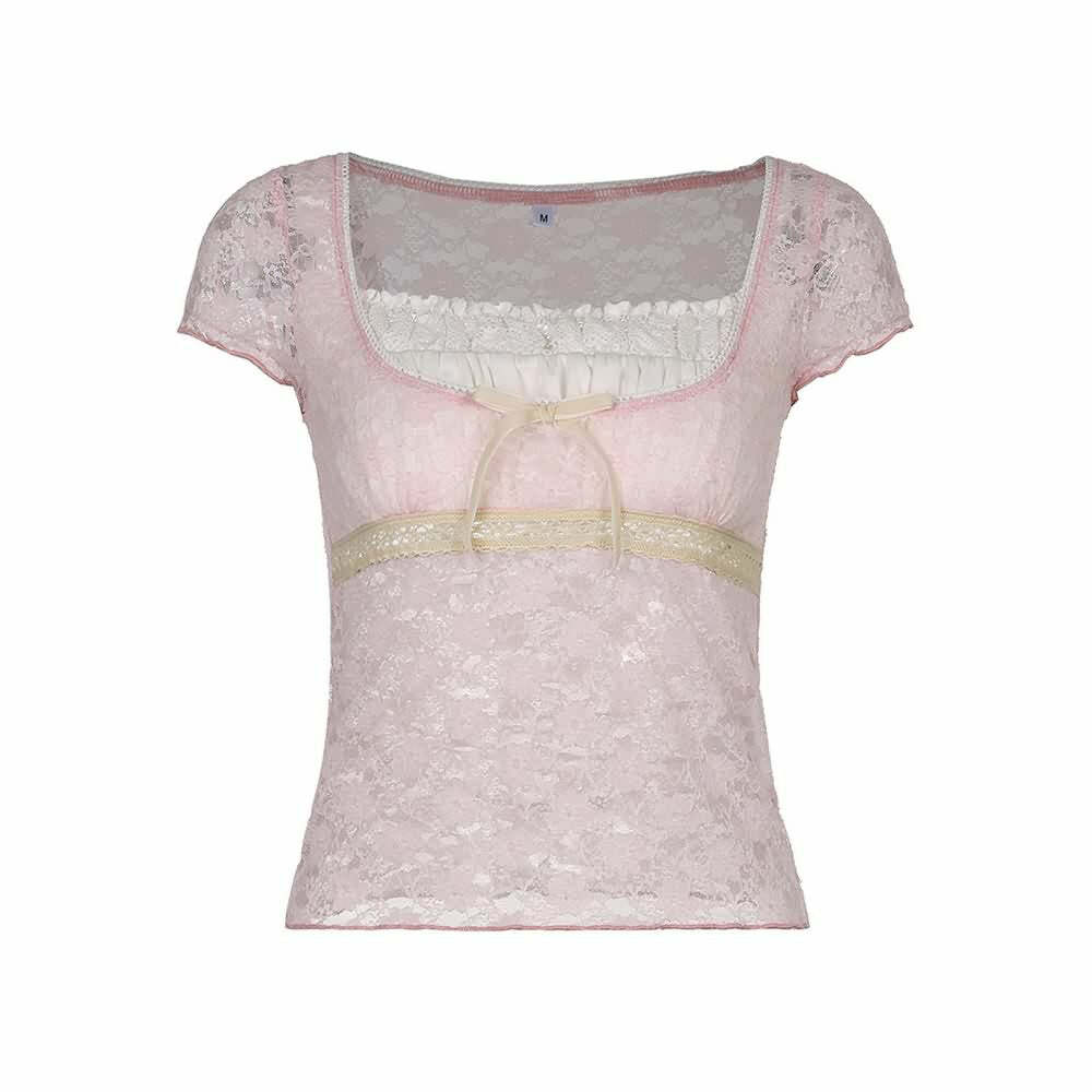 Pink Coquette Lace Top - Y2K Summer, 90s Grunge, Retro Style, Y2K Party & Club Outfits