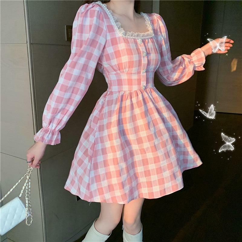 Pink Gingham Shirred Mini Dress - Y2K Summer Outfit, 90s Fashion, Grunge, Retro Style