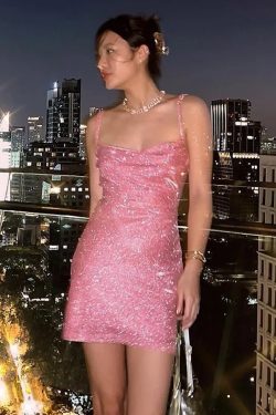 Pink Glitter Dress - Y2K Summer Outfit, 90s Grunge, Retro Party, Y2K Club & Popstar Fashion